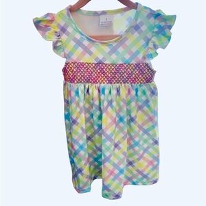 Pastel Plaid Smocked Dress NEW Size 2